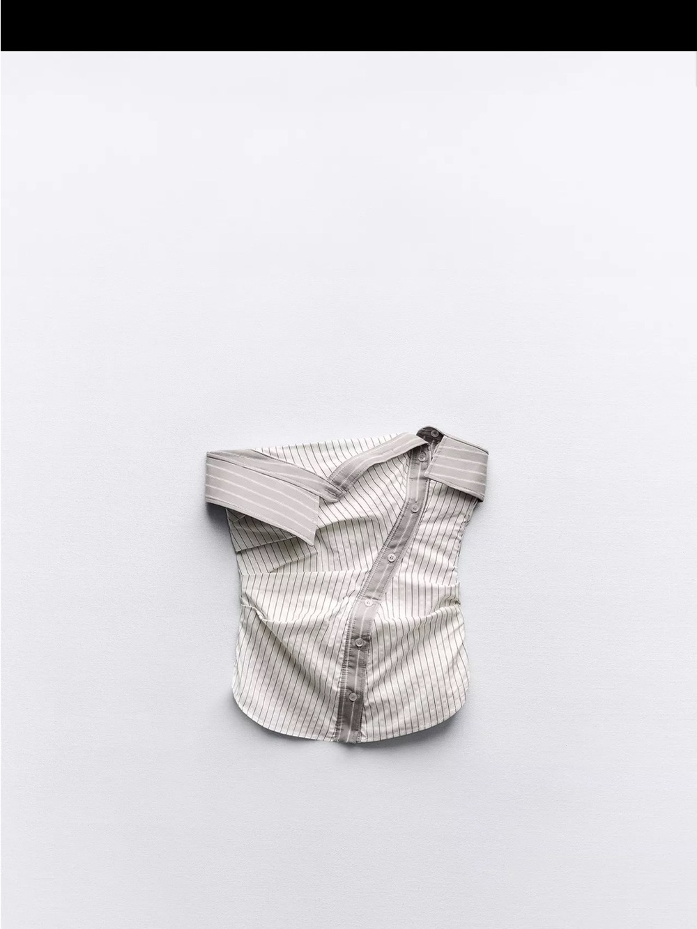 Zara Striped Strapless Top - White with Light Gray Trim